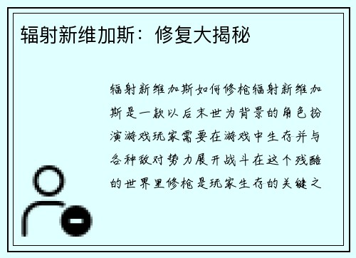 辐射新维加斯：修复大揭秘